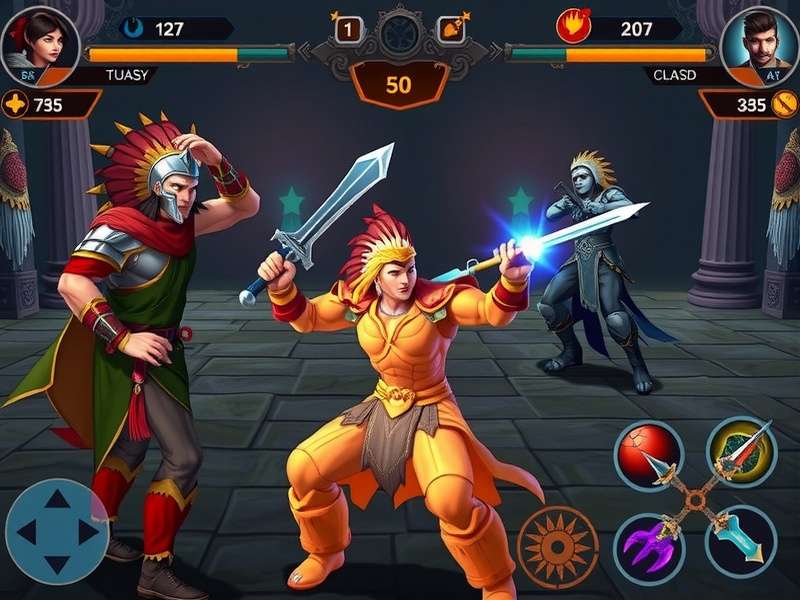 Shadow Strike Indian Legends combat screenshot showing three character classes